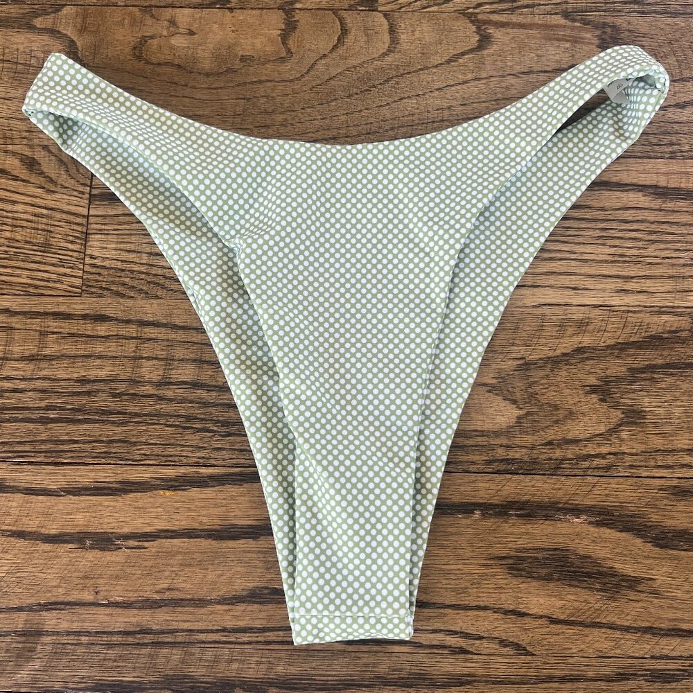 Sunny Bunny Swim Polka Dot Bikini Bottom Green Women's Swimsuit Size Small NEW